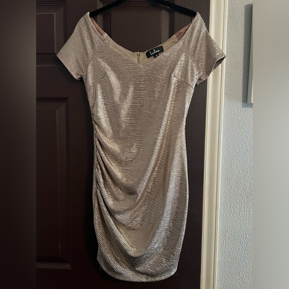 Lulus gold shimmery bodycon dress